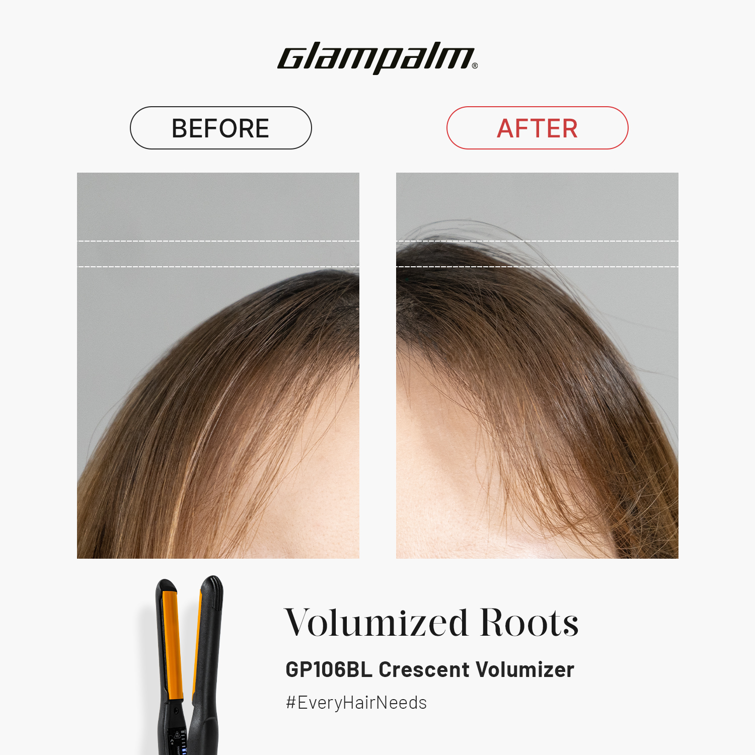 Glampalm Catokan Pelurus Rambut Crescent Volumizer Hitam 1.5 Cm - GP106BL